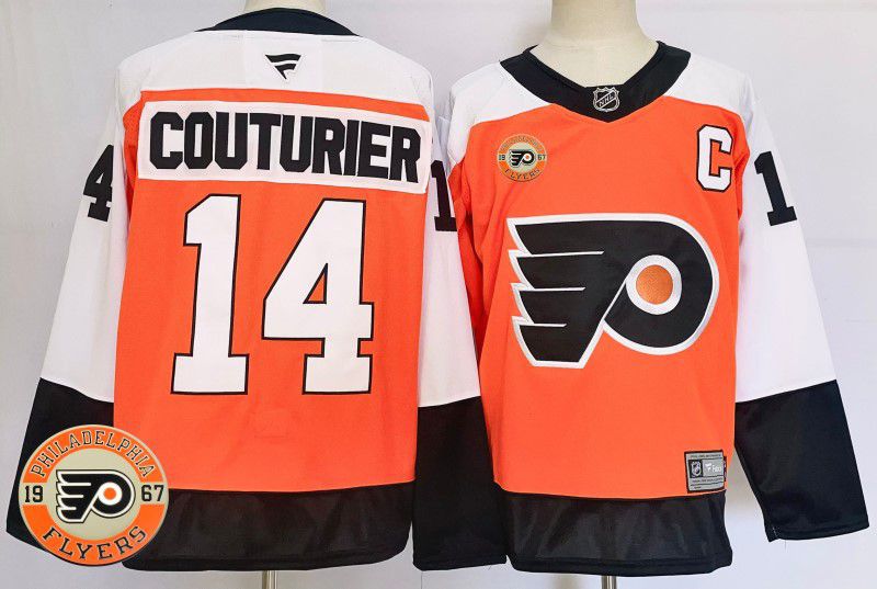 Men Philadelphia Flyers #14 Couturier Orange Fanatics 2025 NHL Jersey style 1